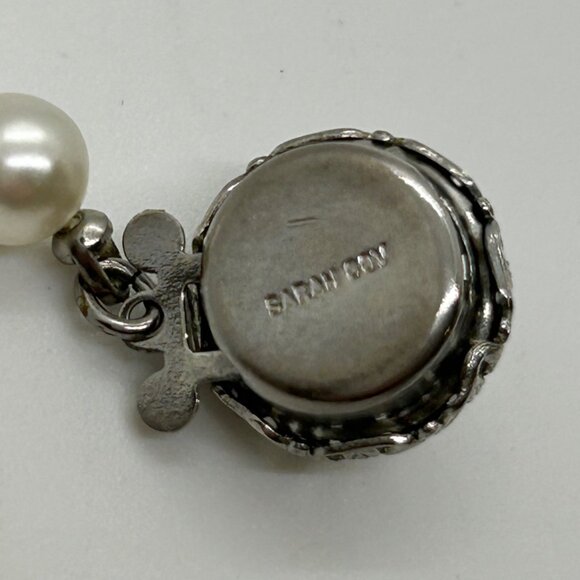 Vintage Sarah Coventry Faux Pearl Necklace, Floral Box ClaspTimeless 1960s - Picture 14 of 16